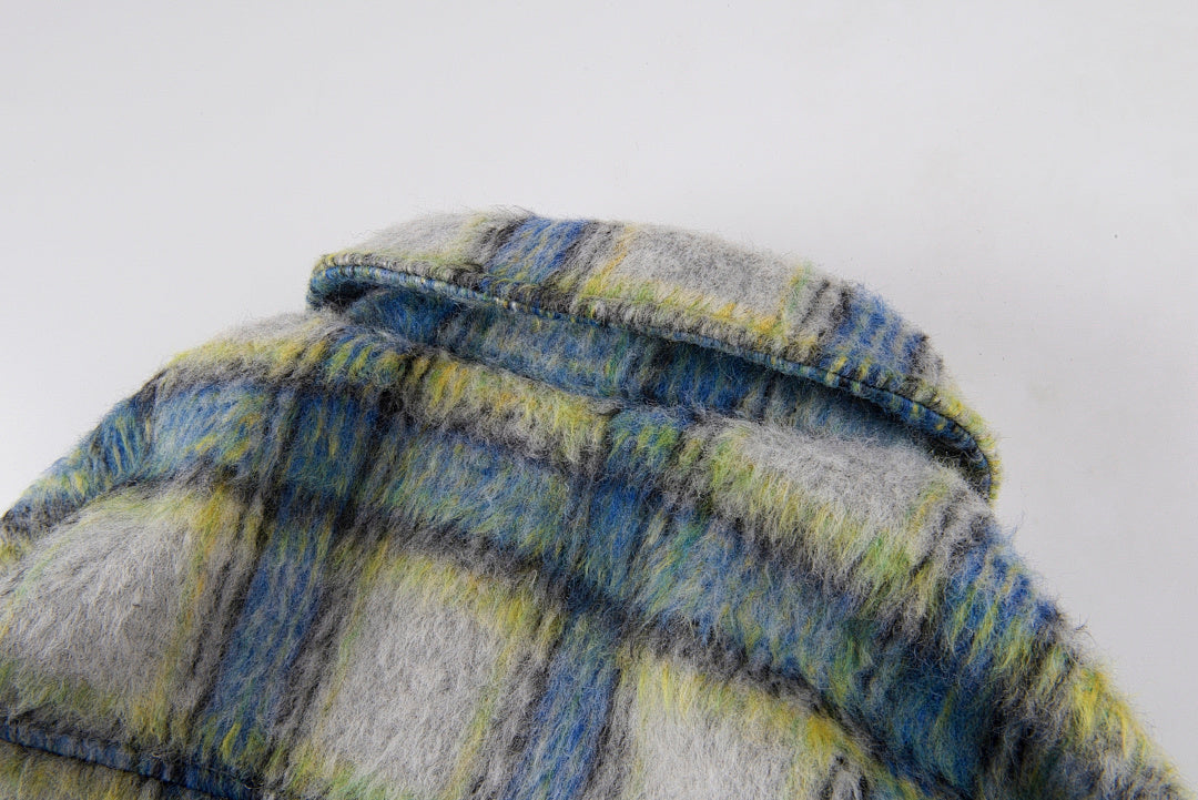 Travis Scott Cactus Jack Graphic Plaid Wool Shirt Jacket - Gray Yellow Plaid - product image 12