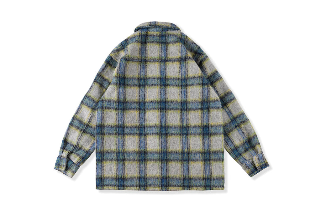 Travis Scott Cactus Jack Graphic Plaid Wool Shirt Jacket - Gray Yellow Plaid - product image 2