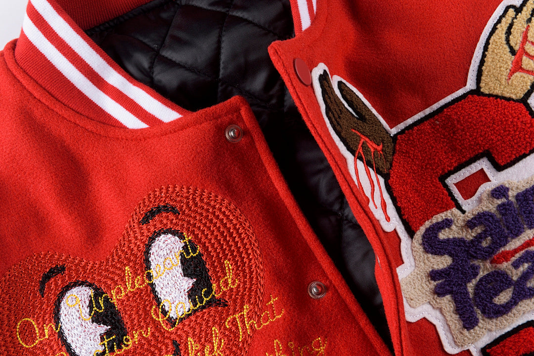 Price Full-Embroidery Stadium Jacket - Red - product image 5