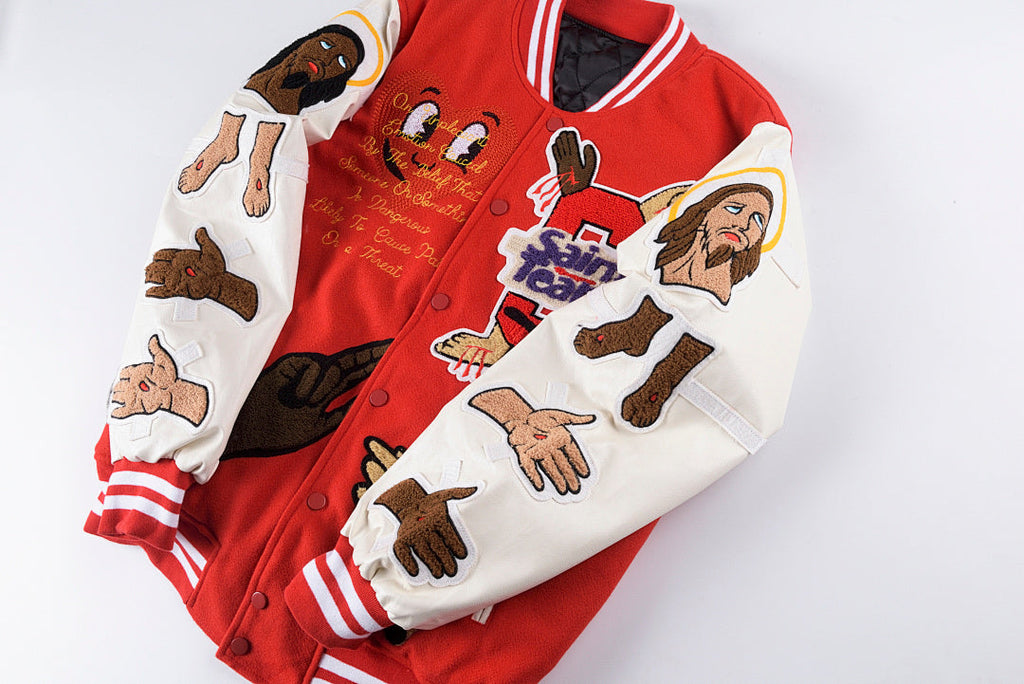 Price Full-Embroidery Stadium Jacket - Red - product image 8