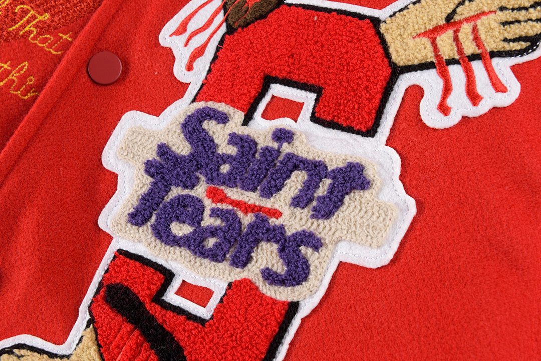 Price Full-Embroidery Stadium Jacket - Red - product image 10