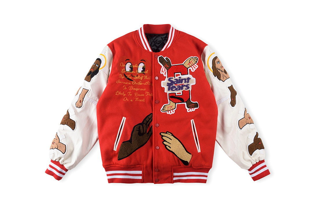 Price Full-Embroidery Stadium Jacket - Red - product image 1