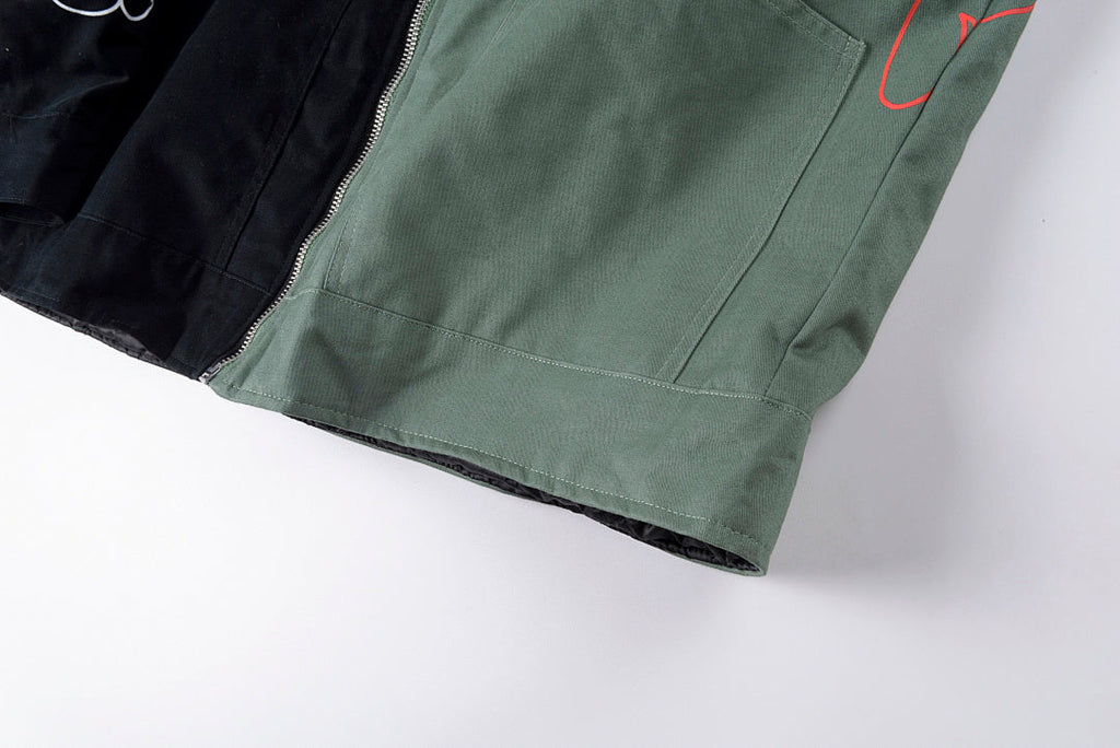 Travis Scott Evil Flame On Yin-Yang Color-Block Zip Jacket - Green Black - product image 5