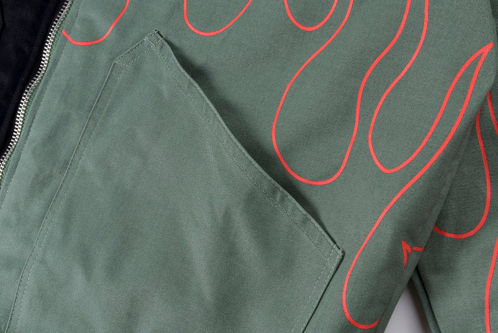 Travis Scott Evil Flame On Yin-Yang Color-Block Zip Jacket - Green Black - product image 9