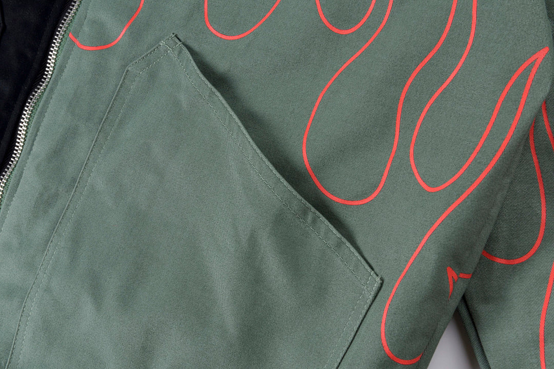 Travis Scott Evil Flame On Yin-Yang Color-Block Zip Jacket - Green Black - product image 9