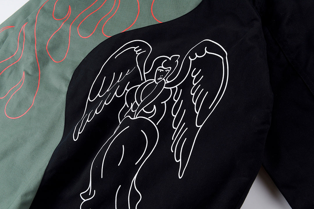 Travis Scott Evil Flame On Yin-Yang Color-Block Zip Jacket - Green Black - product image 15