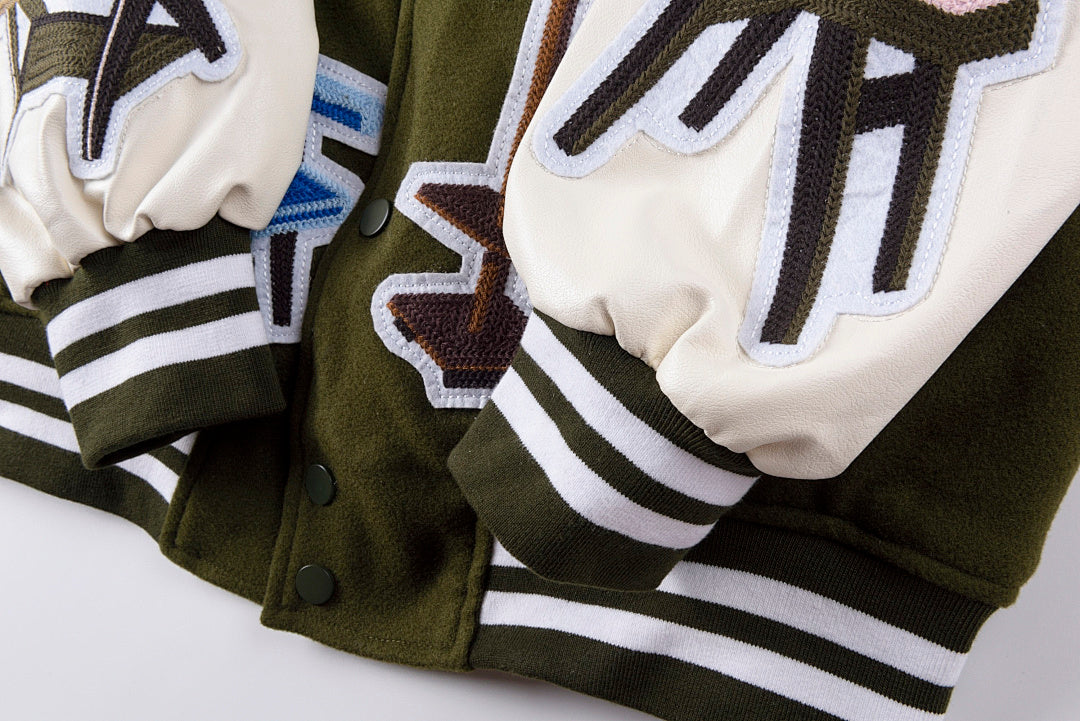 Chair Full-Embroidery Wool-Blend Varsity Jacket - Olive / White - product image 6