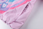 Heart-Quilted Color-Block Fluffy Puffer Jacket - Purple Pink - product image 5