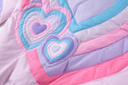 Heart-Quilted Color-Block Fluffy Puffer Jacket - Purple Pink - product image 9