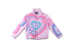 Heart-Quilted Color-Block Fluffy Puffer Jacket - Purple Pink - product image 1