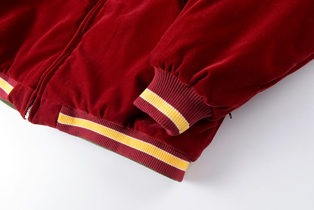 Kapital 22AW Velvet Flight Bomber Jacket - Gray / Burgundy - product image 11
