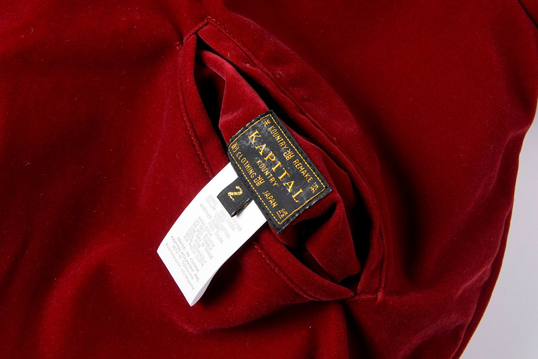 Kapital 22AW Velvet Flight Bomber Jacket - Gray / Burgundy - product image 13