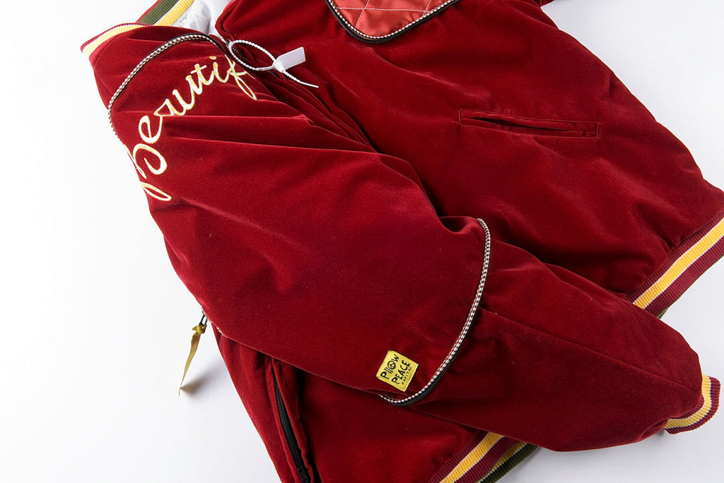 Kapital 22AW Velvet Flight Bomber Jacket - Gray / Burgundy - product image 15