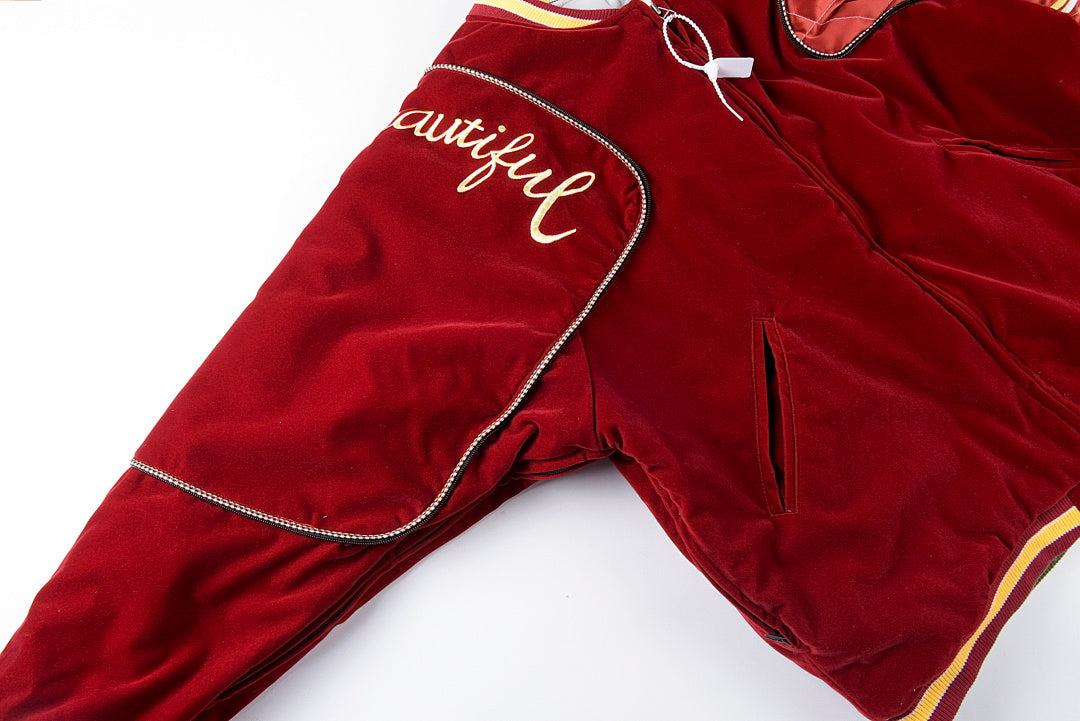 Kapital 22AW Velvet Flight Bomber Jacket - Gray / Burgundy - product image 18