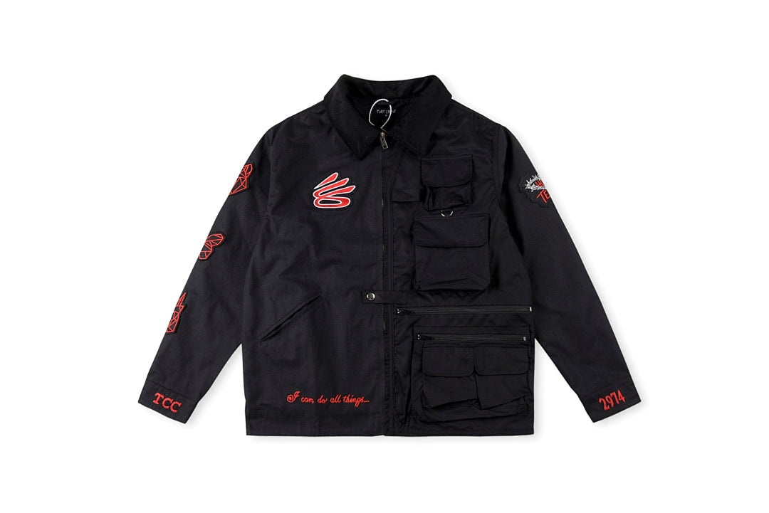 Tuff Crowd Dog Head Embroidered Multi-Pocket Zip Jacket - Black - product image 1