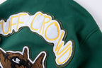 Tuff Crowd Cartoon Dog Head Embroidered Multi-Pocket Hooded Varsity Jacket - Green - product image 11