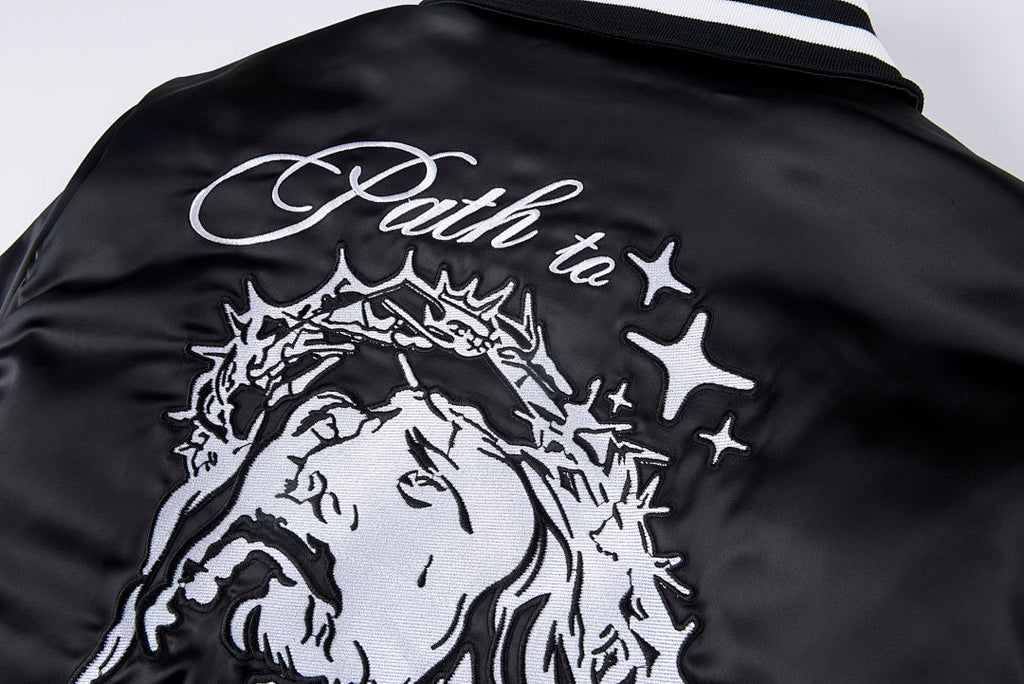 Hellstar Path to Paradise Heavy Embroidered Padded Bomber Jacket - Black / Green - product image 11