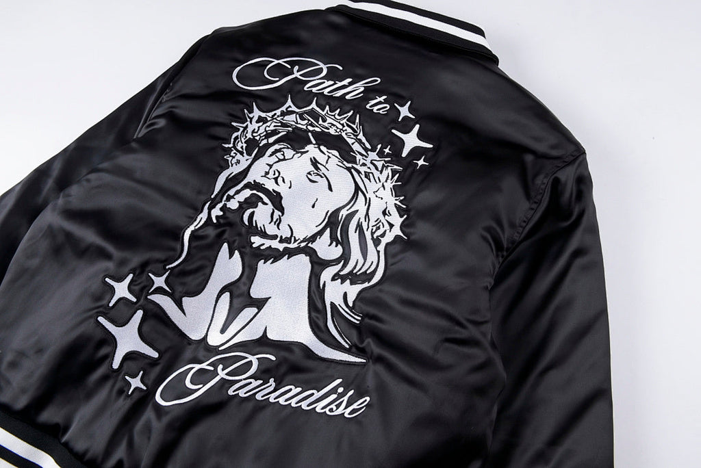 Hellstar Path to Paradise Heavy Embroidered Padded Bomber Jacket - Black / Green - product image 13