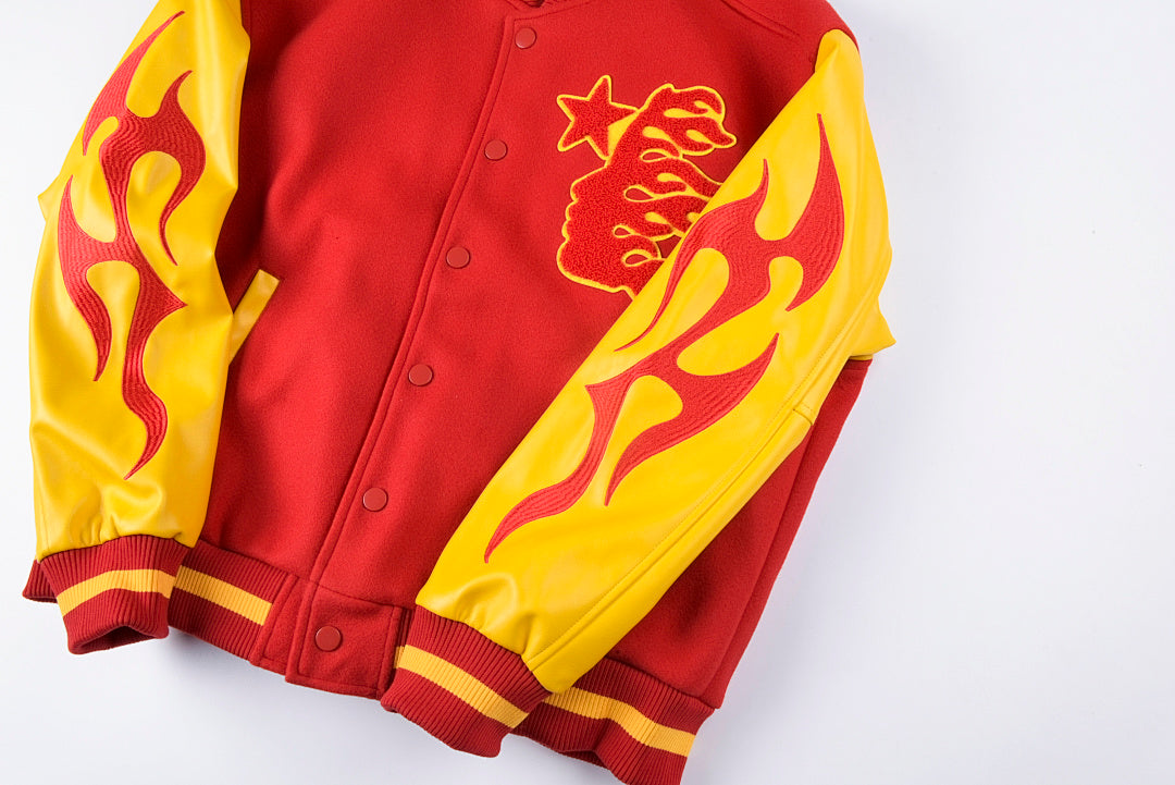 Hellstar Records Werewolf Tiger Embroidered Leather Sleeve Letterman Jacket - product image 8