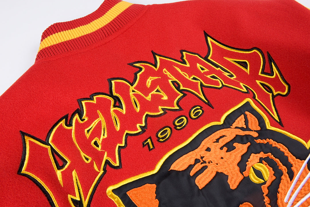 Hellstar Records Werewolf Tiger Embroidered Leather Sleeve Letterman Jacket - product image 11