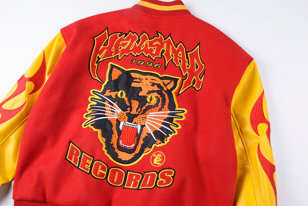 Hellstar Records Werewolf Tiger Embroidered Leather Sleeve Letterman Jacket - product image 13