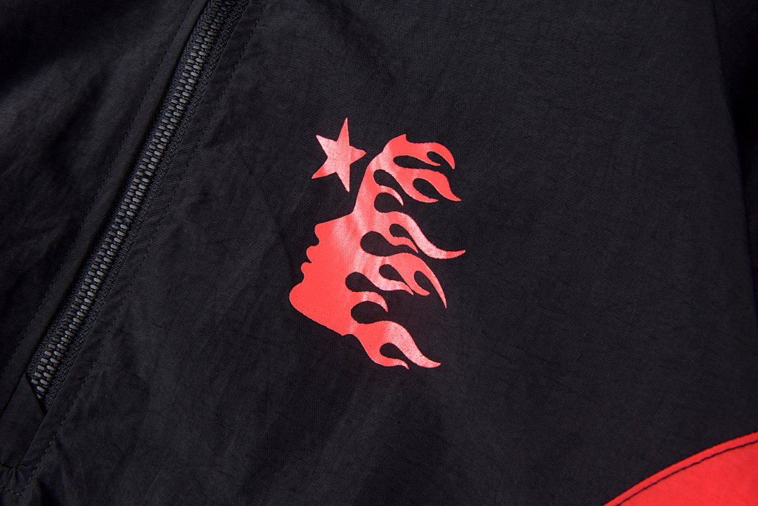 Hellstar Studios Sample Wave-Panel Windbreaker Jacket - Black Red / Black Gray / White - product image 7