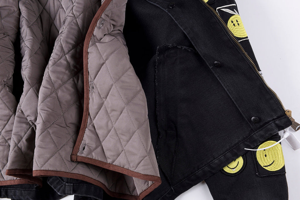 Kapital Kountry Smiley Embroidered Washed Denim Jacket with Removable Liner - Black - product image 3