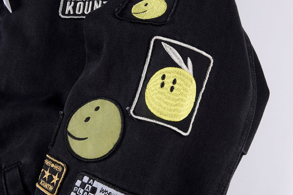 Kapital Kountry Smiley Embroidered Washed Denim Jacket with Removable Liner - Black - product image 10