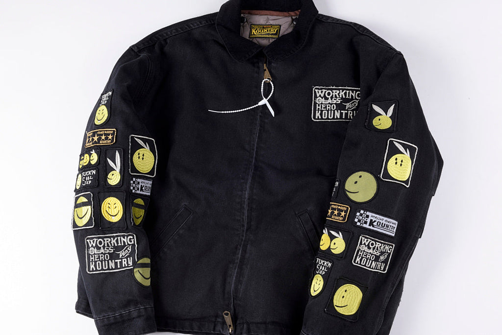 Kapital Kountry Smiley Embroidered Washed Denim Jacket with Removable Liner - Black - product image 11