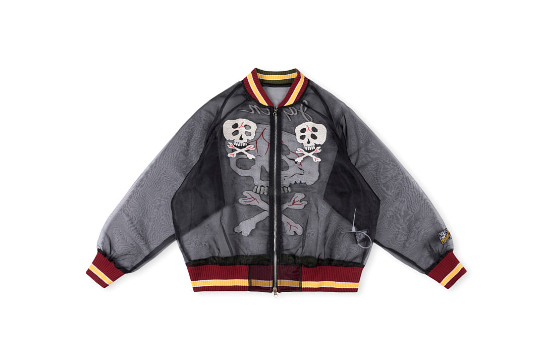 Kapital Semi-Sheer Silk Skull Embroidered Uv-Protective Jacket - Black - product image 1