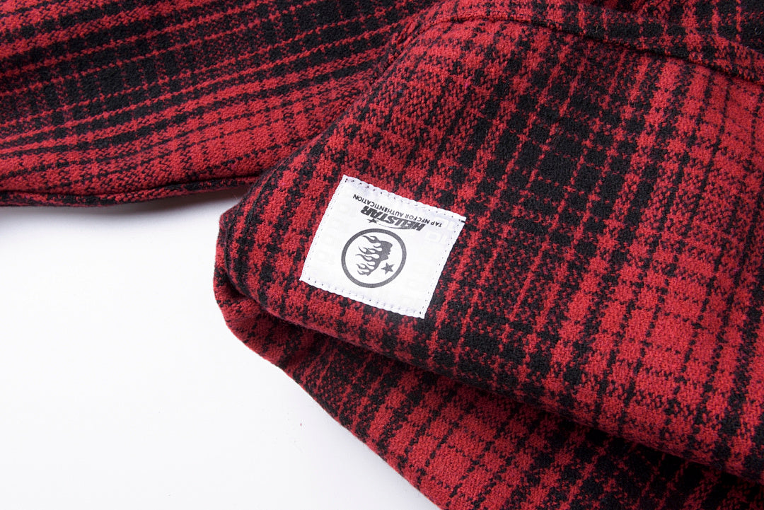Hellstar Studios Graphic Wool-Blend Plaid Shirt Jacket - Burgundy Plaid / Navy Plaid / Green Plaid - product image 4