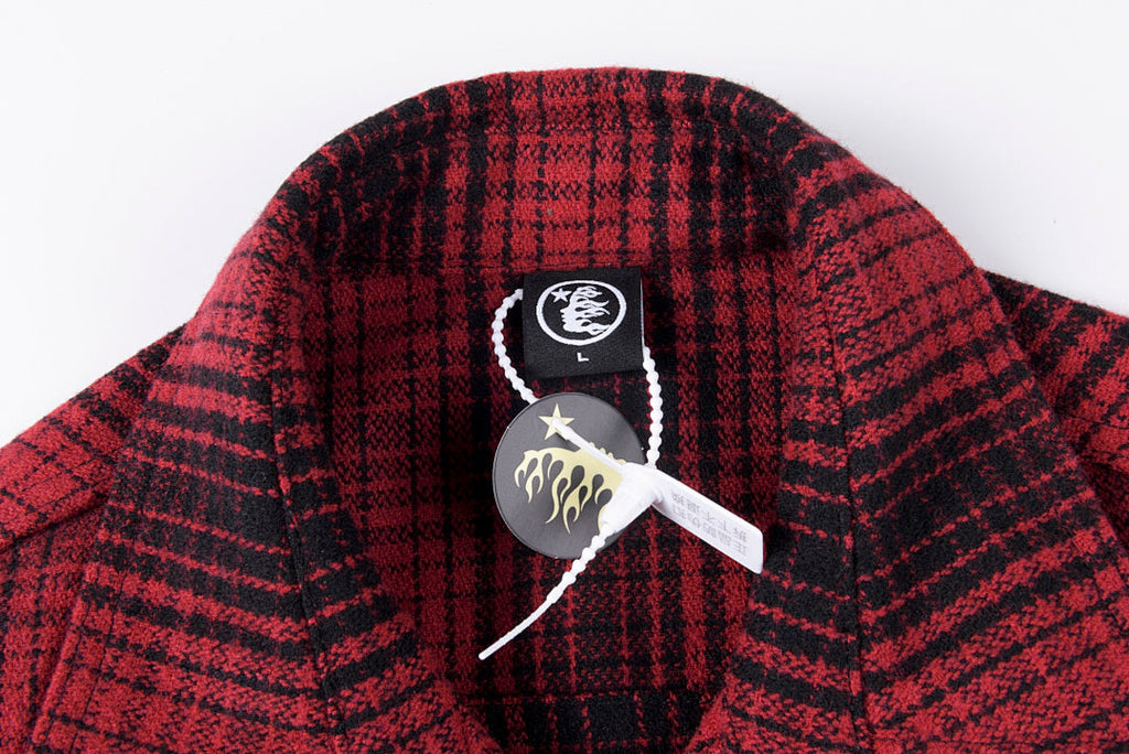 Hellstar Studios Graphic Wool-Blend Plaid Shirt Jacket - Burgundy Plaid / Navy Plaid / Green Plaid - product image 5