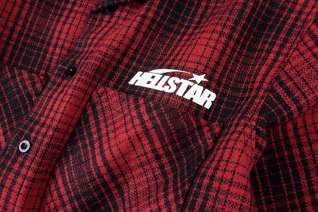Hellstar Studios Graphic Wool-Blend Plaid Shirt Jacket - Burgundy Plaid / Navy Plaid / Green Plaid - product image 6