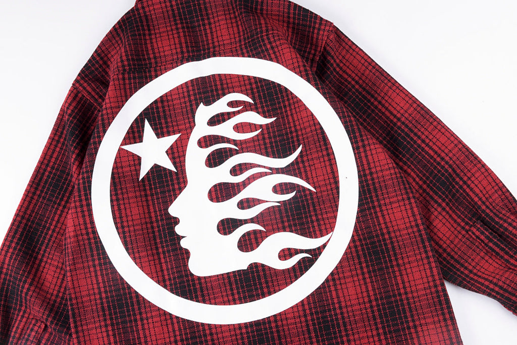 Hellstar Studios Graphic Wool-Blend Plaid Shirt Jacket - Burgundy Plaid / Navy Plaid / Green Plaid - product image 11