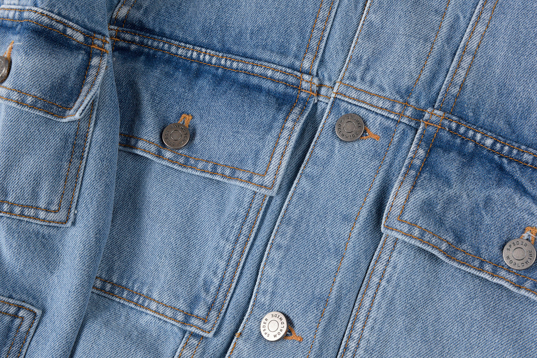 Sp5der 555555 Graphic Print Denim Jacket - Light Blue Denim - product image 5