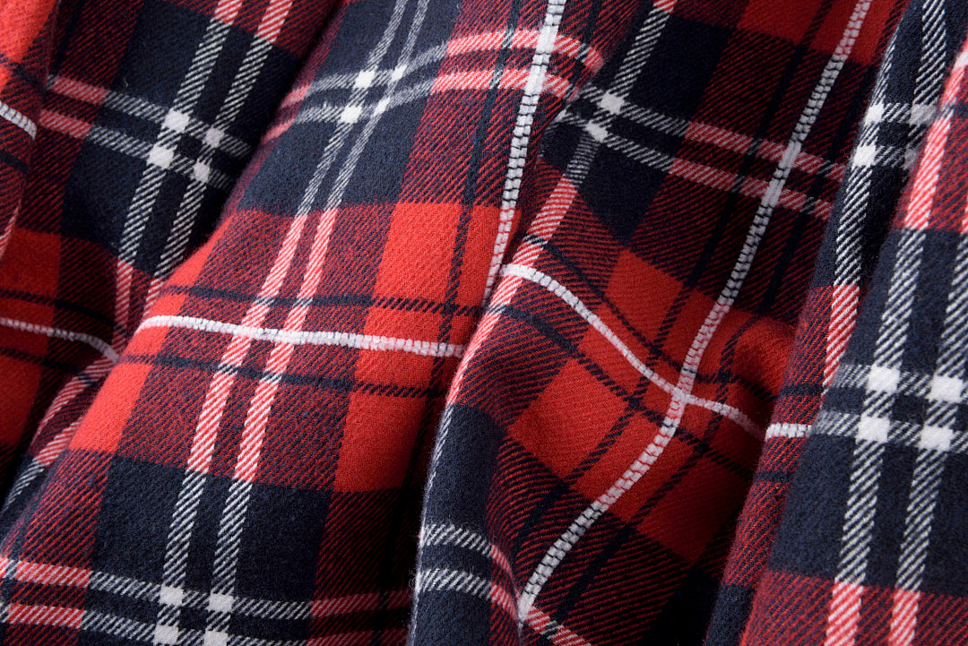 Sp5der Worldwide 555555 Heavy Embroidery Plaid Denim Jacket - Navy Red Plaid - product image 3