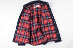Sp5der Worldwide 555555 Heavy Embroidery Plaid Denim Jacket - Navy Red Plaid - product image 4
