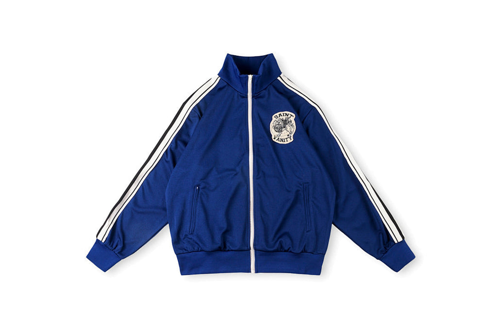 Saint Vanity Embroidered Stripe Athletic Zip-Up Track Jacket - Red / Blue / Black - product image 6