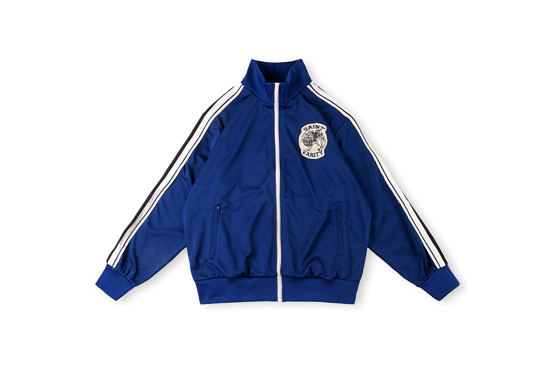 Saint Vanity Embroidered Stripe Athletic Zip-Up Track Jacket - Red / Blue / Black - product image 6
