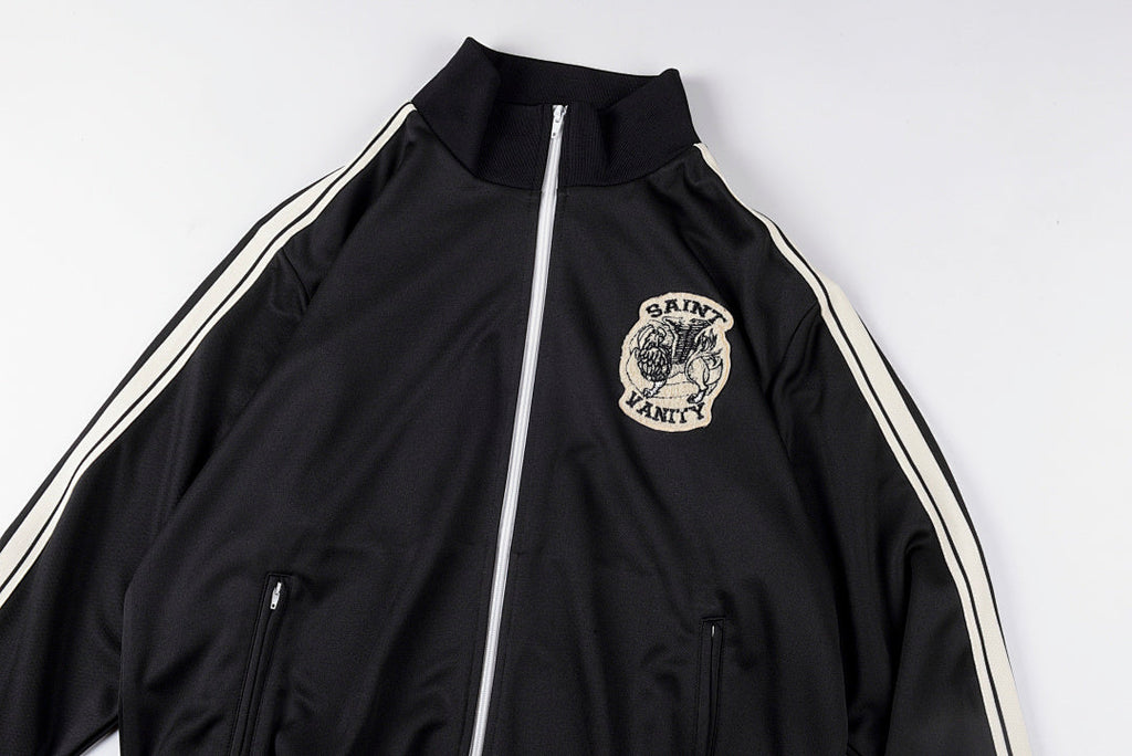 Saint Vanity Embroidered Stripe Athletic Zip-Up Track Jacket - Red / Blue / Black - product image 14