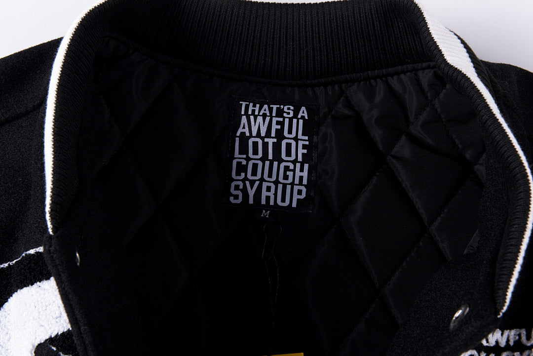 That's A Awful Lot of Cough Syrup Heavy Full Embroidery Varsity Wool Jacket - product image 7