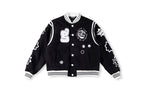 Glo Gang Heavy Full Embroidery Varsity Wool Jacket - Black / Light Blue - product image 4