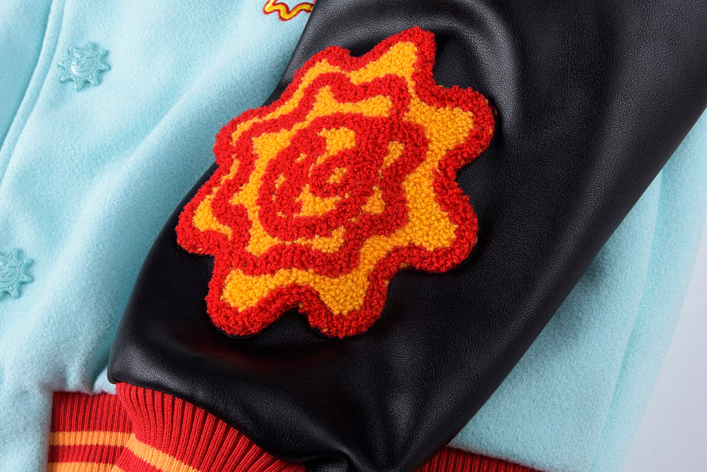 Glo Gang Heavy Full Embroidery Varsity Wool Jacket - Black / Light Blue - product image 10