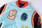 Glo Gang Heavy Full Embroidery Varsity Wool Jacket - Black / Light Blue - product image 14