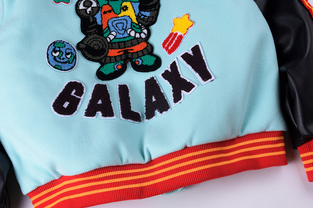 Glo Gang Heavy Full Embroidery Varsity Wool Jacket - Black / Light Blue - product image 17