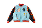 Glo Gang Heavy Full Embroidery Varsity Wool Jacket - Black / Light Blue - product image 1