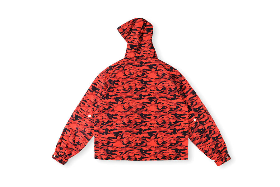 Saint Vanity Camo Hooded Windbreaker Jacket - Gray Camo / Red Camo