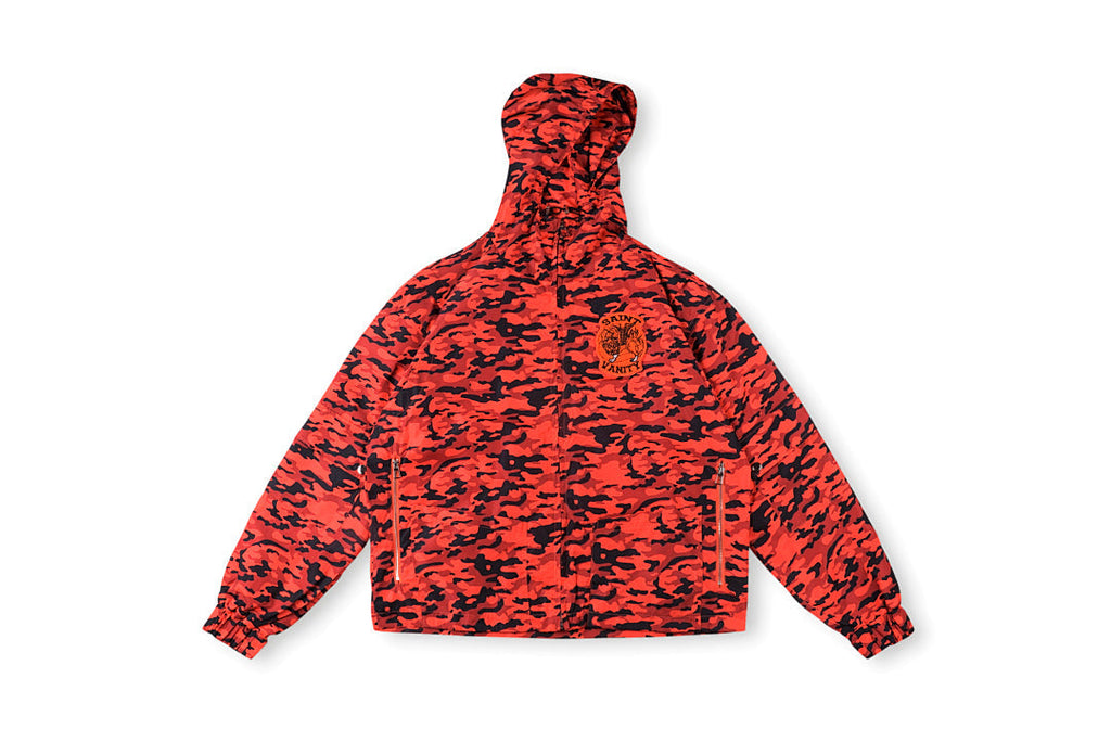 Saint Vanity Camo Hooded Windbreaker Jacket - Gray Camo / Red Camo - product image 1