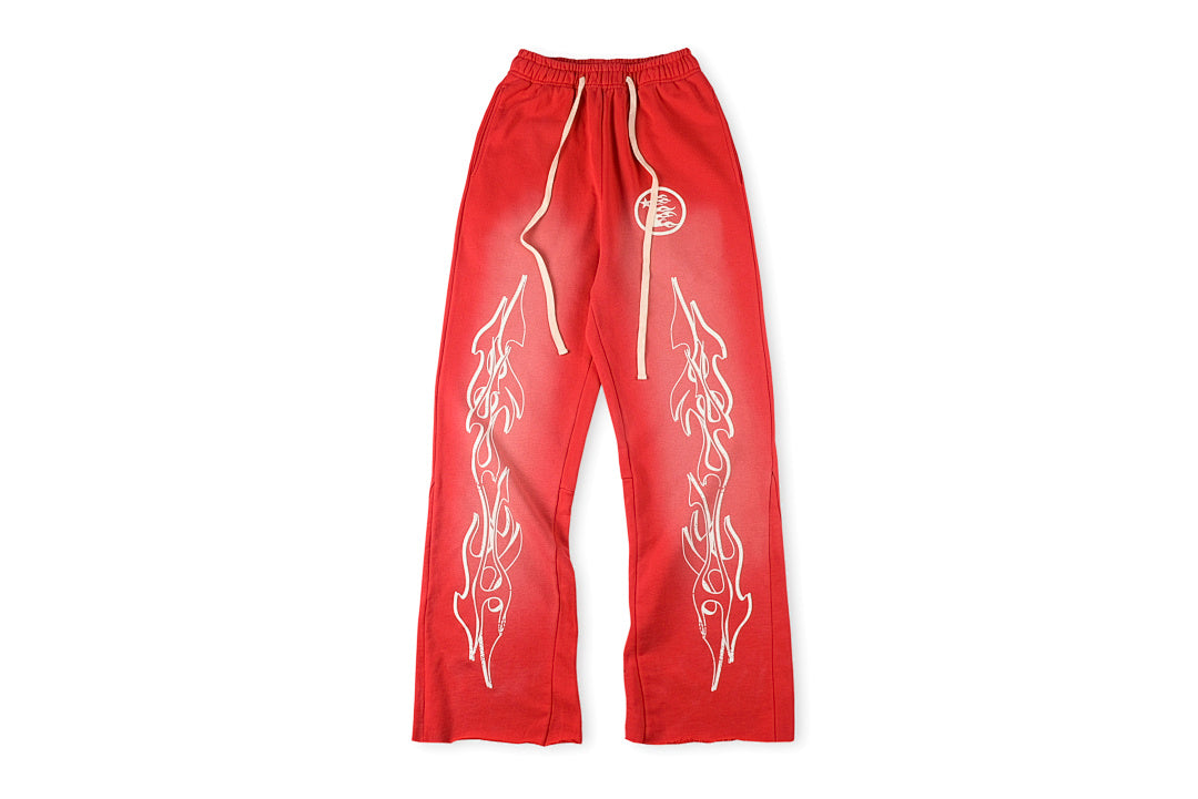 Hellstar Studios Red Flare Washed Spliced Pants - product image 1