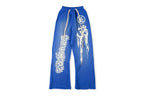 Hellstar Studios Blue Mud Print Distressed Flare Pants - product image 1